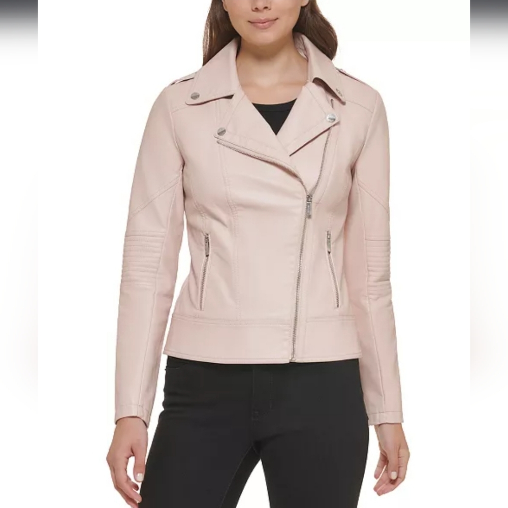 NWT GUESS Women's Asymmetric Faux-Leather Moto Jacket, Medium